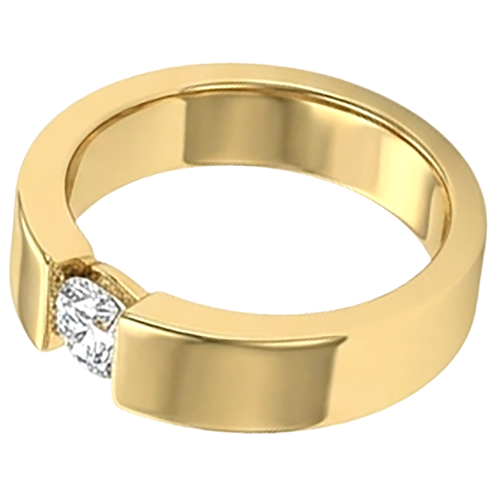 Anello da uomo in oro giallo 14K con diamanti rotondi da 1 carato a fascia elastica