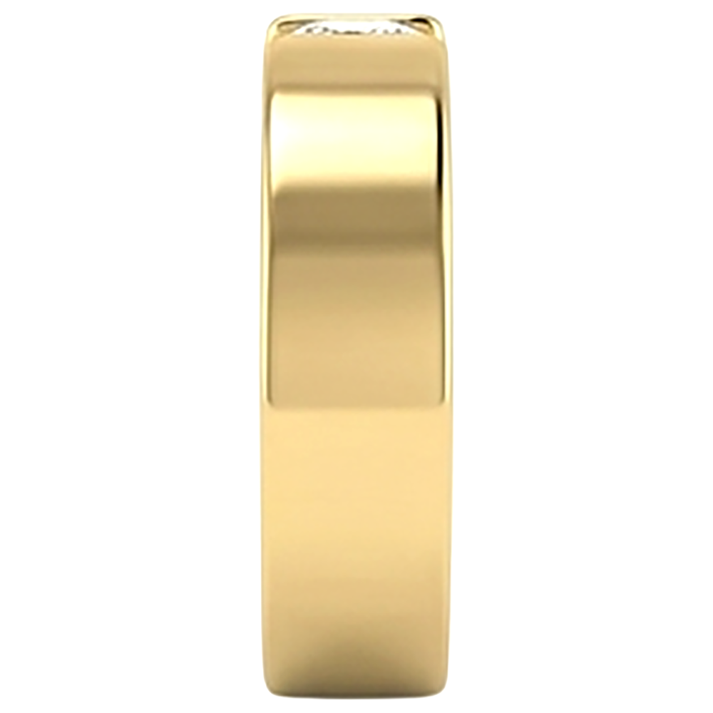 Anello da uomo in oro giallo 14K con diamanti rotondi da 1 carato a fascia elastica