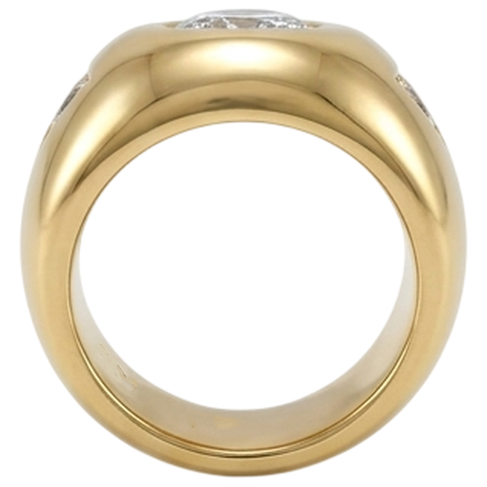 Anello da uomo in oro giallo con diamanti tondi taglio antico Tre pietre 2.25 carati