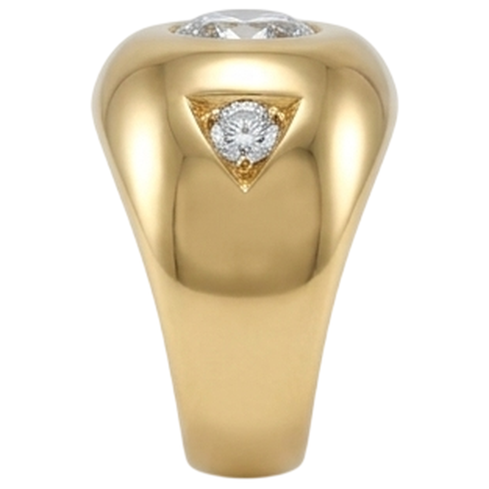 Anello da uomo in oro giallo con diamanti tondi taglio antico Tre pietre 2.25 carati