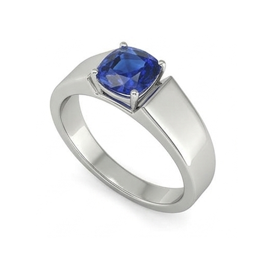 Anello da uomo solitario in oro con cuscino in zaffiro di Ceylon da 1,50 ct