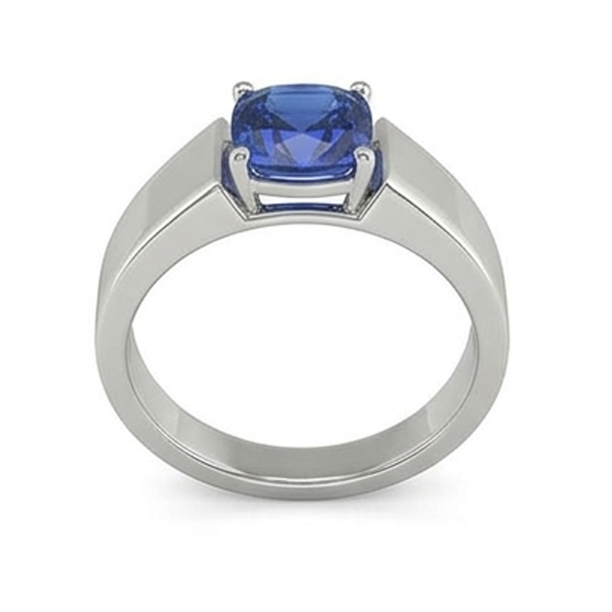 Anello da uomo solitario in oro con cuscino in zaffiro di Ceylon da 1,50 ct