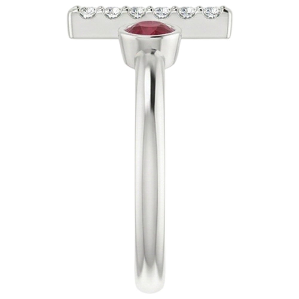 Anello della promessa da 1 carato con diamanti e rubini incastonati in oro bianco