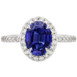 Anello di Diamanti Naturali Autentici ( non creati in laboratorio ) Zaffiro Halo