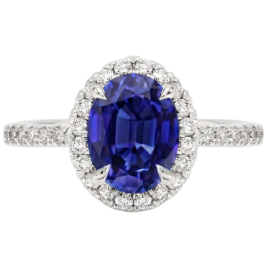Anello di Diamanti Naturali Autentici ( non creati in laboratorio ) Zaffiro Halo