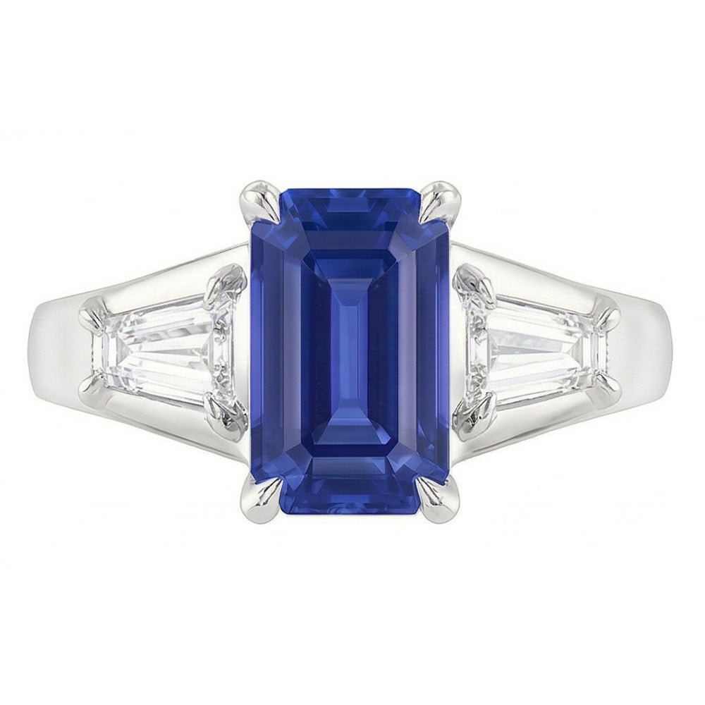 Anello di Fidanzamento Con Smeraldo Blu Zaffiro Oro 14K