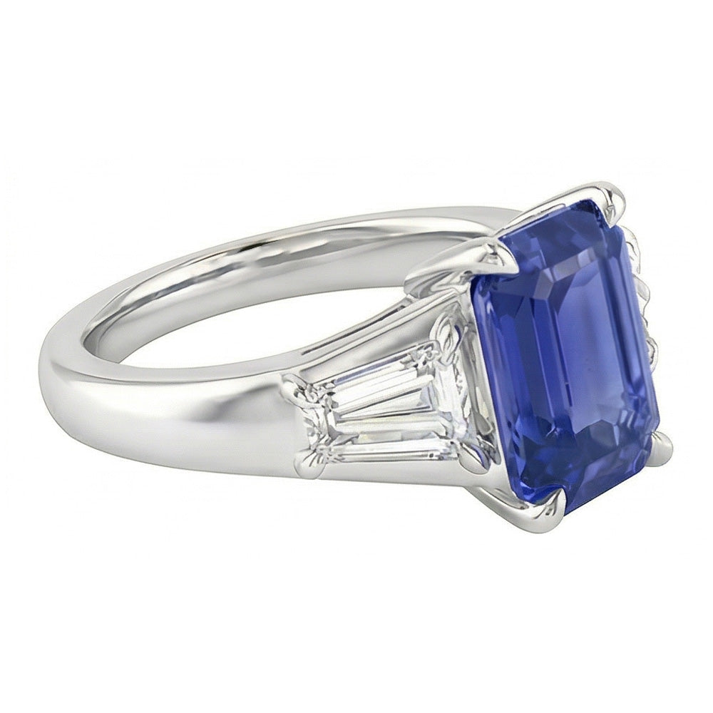 Anello di Fidanzamento Con Smeraldo Blu Zaffiro Oro 14K