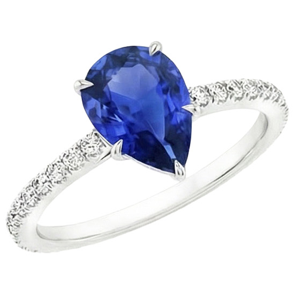 vero pear diamante 3carati anello dettaglio ravvicinato