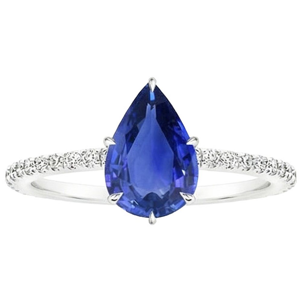 vero pear diamante 3carati anello vista di profilo