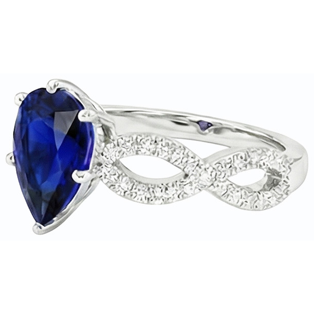vero pear diamante 3carati anello dettaglio ravvicinato