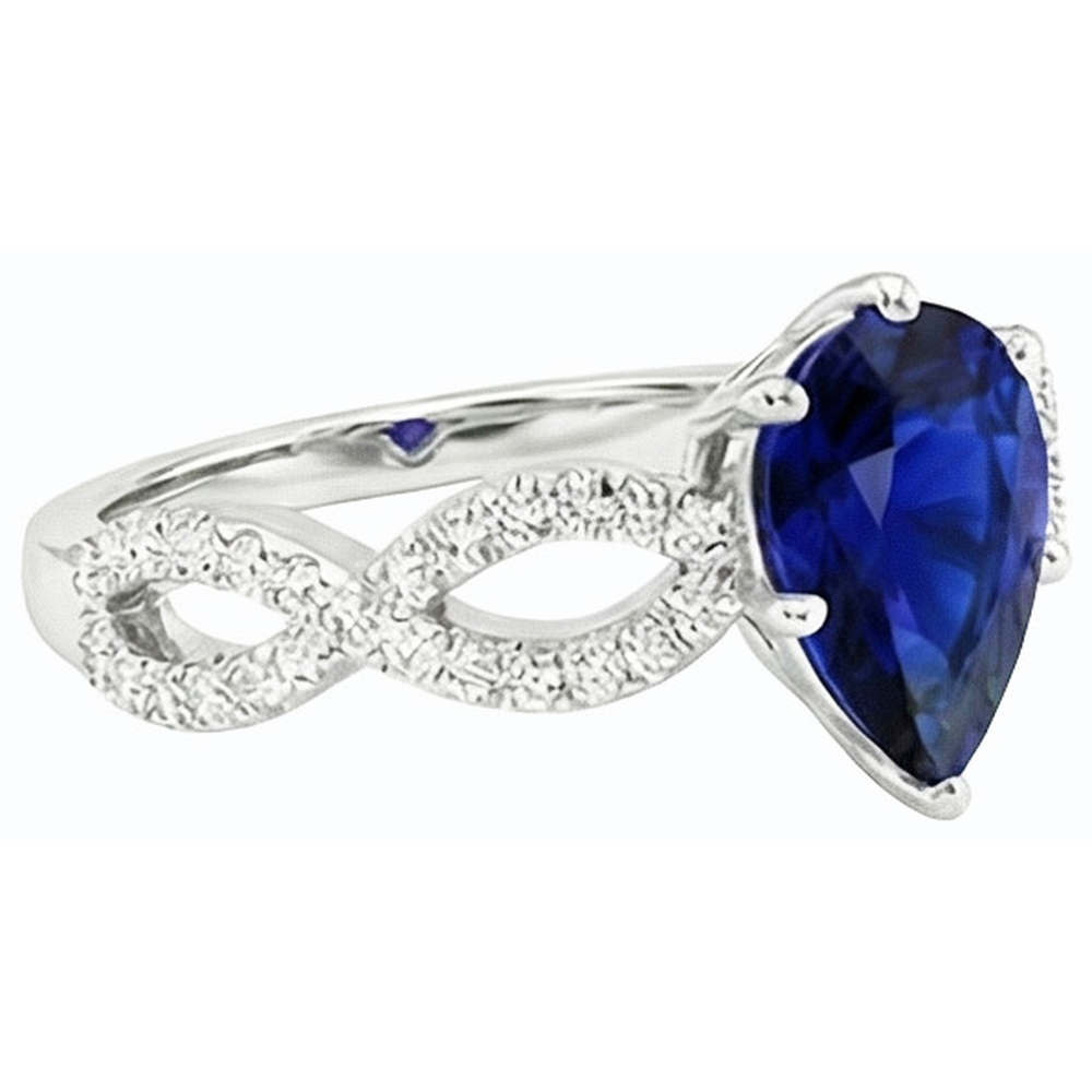 vero pear diamante 3carati anello vista di profilo