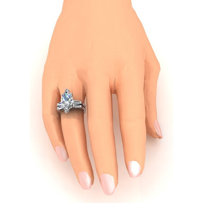 Anello di Fidanzamento con Diamante Marquise Taglio 3.50 ct.