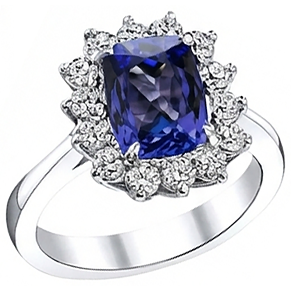 vero round tanzanite 4.30carati anello angolo laterale