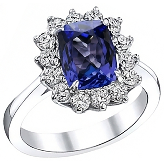 vero round tanzanite 4.30carati anello angolo laterale