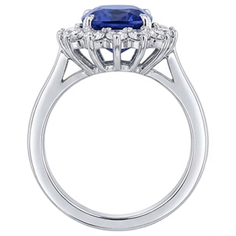 vero round tanzanite 4.30carati anello vista dall'alto