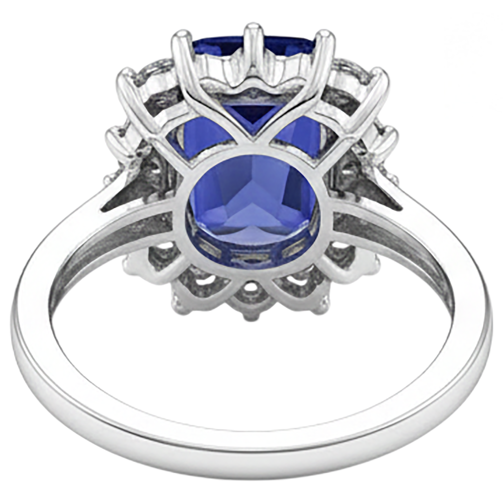 vero round tanzanite 4.30carati anello vista di profilo