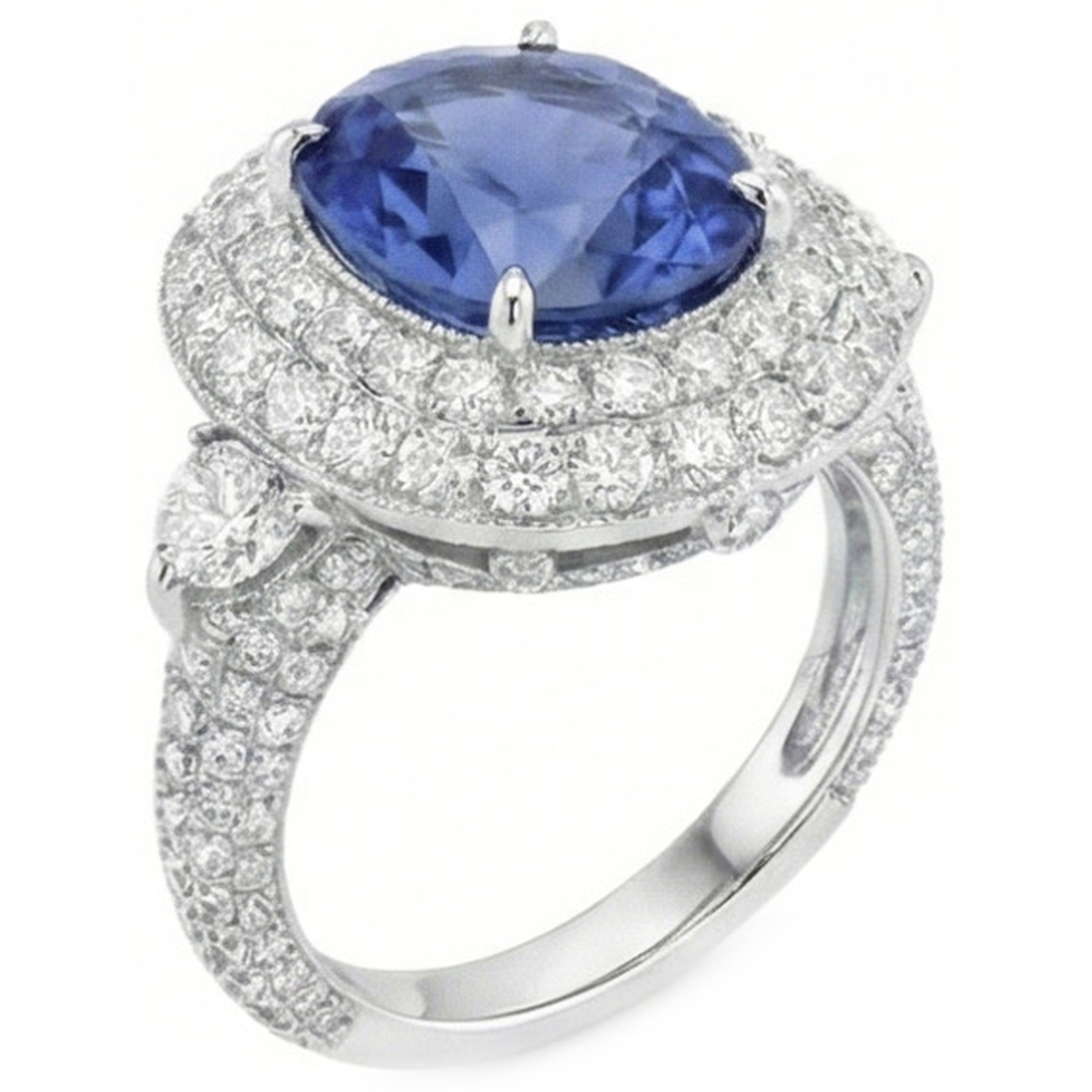 Anello di anniversario di matrimonio di 6 carati con diamanti zaffiro dello Sri Lanka