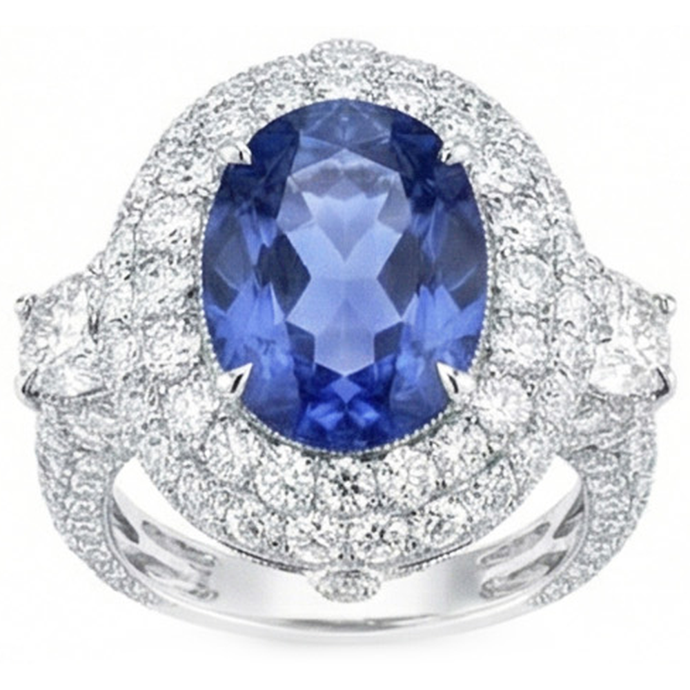 Anello di anniversario di matrimonio di 6 carati con diamanti zaffiro dello Sri Lanka