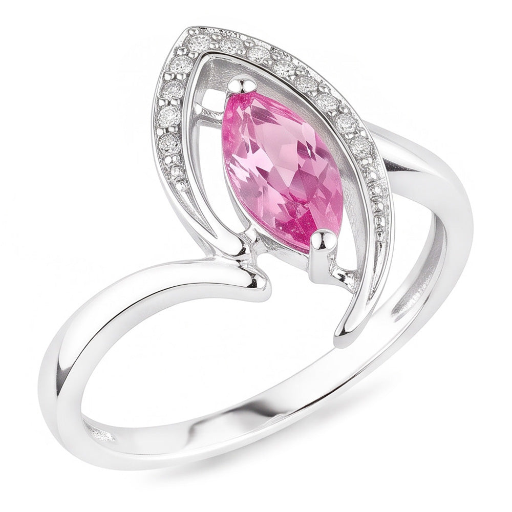 Anello di diamanti con zaffiro rosa taglio marquise. gioielli con pietre preziose da 1.75 carati