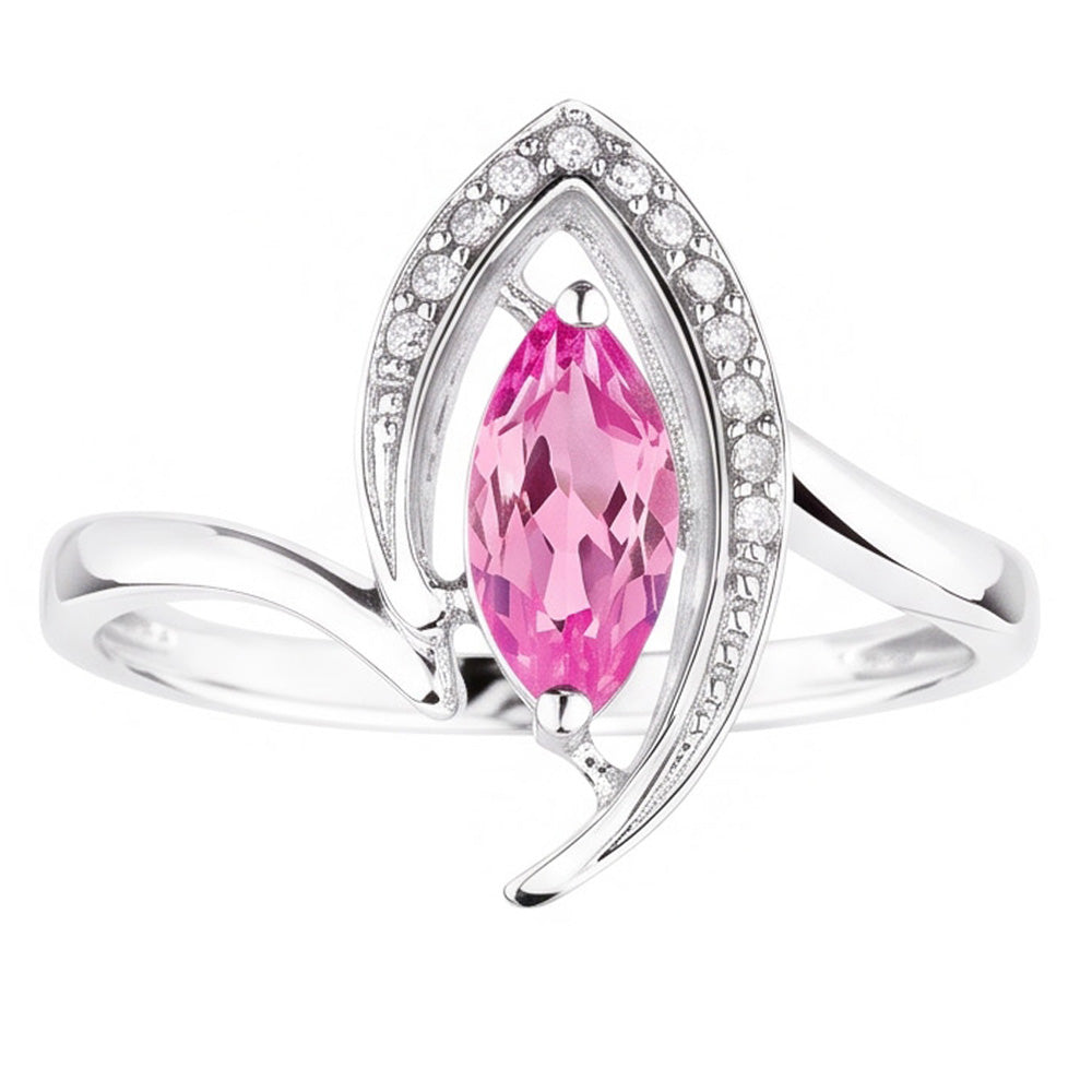 Anello di diamanti con zaffiro rosa taglio marquise. gioielli con pietre preziose da 1.75 carati