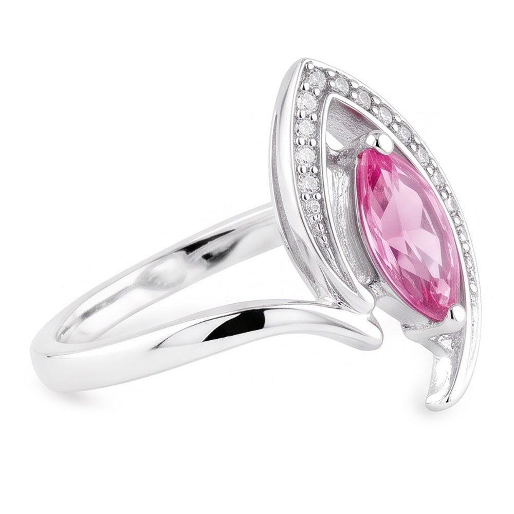 Anello di diamanti con zaffiro rosa taglio marquise. gioielli con pietre preziose da 1.75 carati