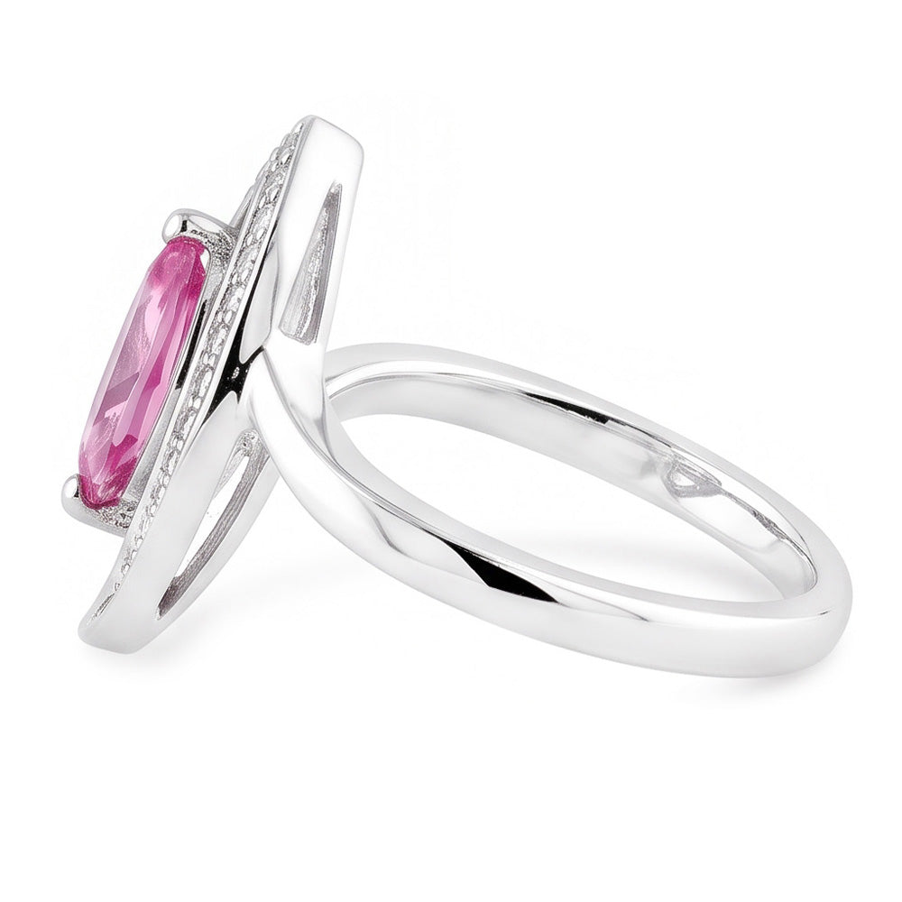 Anello di diamanti con zaffiro rosa taglio marquise. gioielli con pietre preziose da 1.75 carati