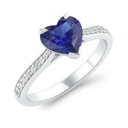 Anello di fidanzamento 3 carati zaffiro dello Sri Lanka e diamante a gambo affusolato in oro
