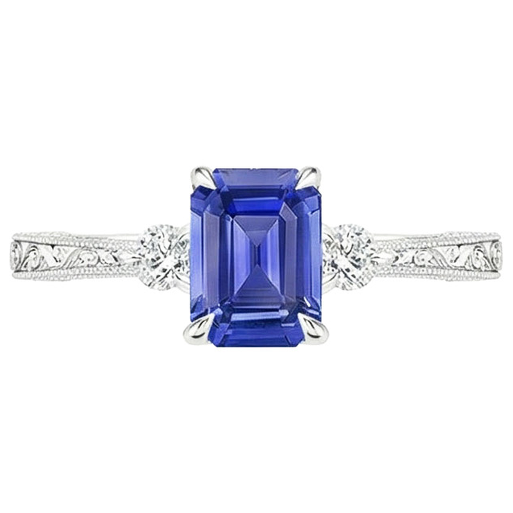 vero emerald diamante 3.50carati anello vista di profilo