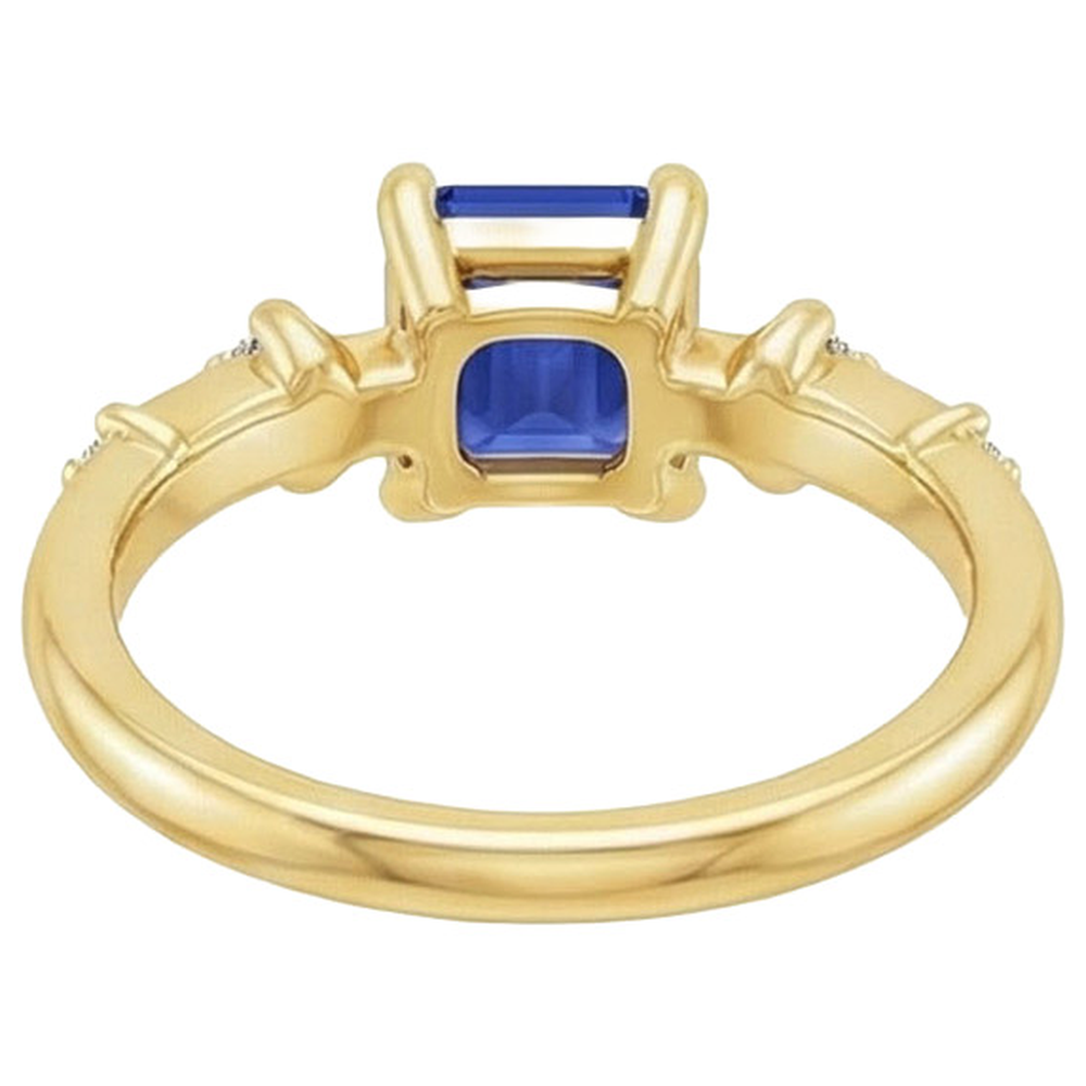 Anello di fidanzamento 5 pietre zaffiro blu smeraldo e diamante 3.50 carati