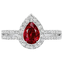Anello di fidanzamento Halo Rubino e diamanti 4 carati Oro 14K