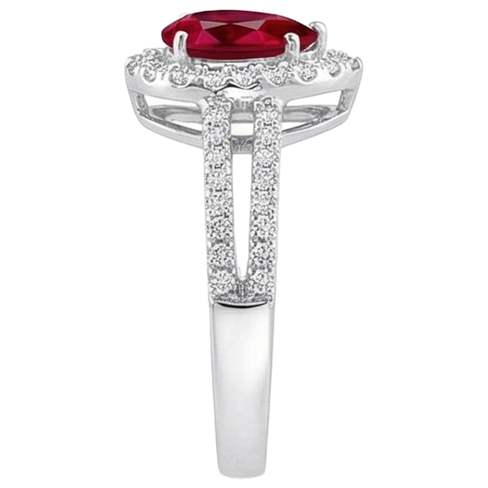 Anello di fidanzamento Halo Rubino e diamanti 4 carati Oro 14K