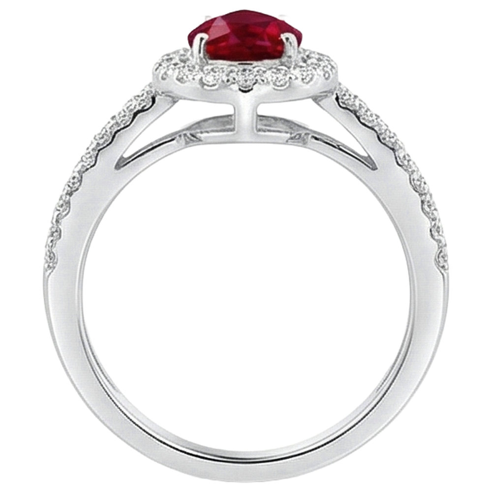 Anello di fidanzamento Halo Rubino e diamanti 4 carati Oro 14K