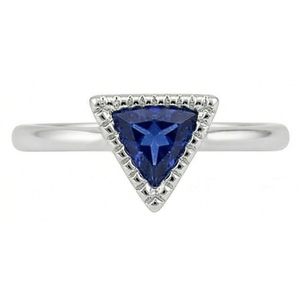 Anello di fidanzamento Halo Set di castoni trilioni Zaffiro di Ceylon 0.50 carati