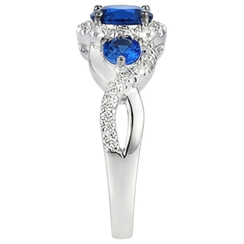Anello di fidanzamento Halo con oro zaffiri blu 5 carati e gioielli con diamanti