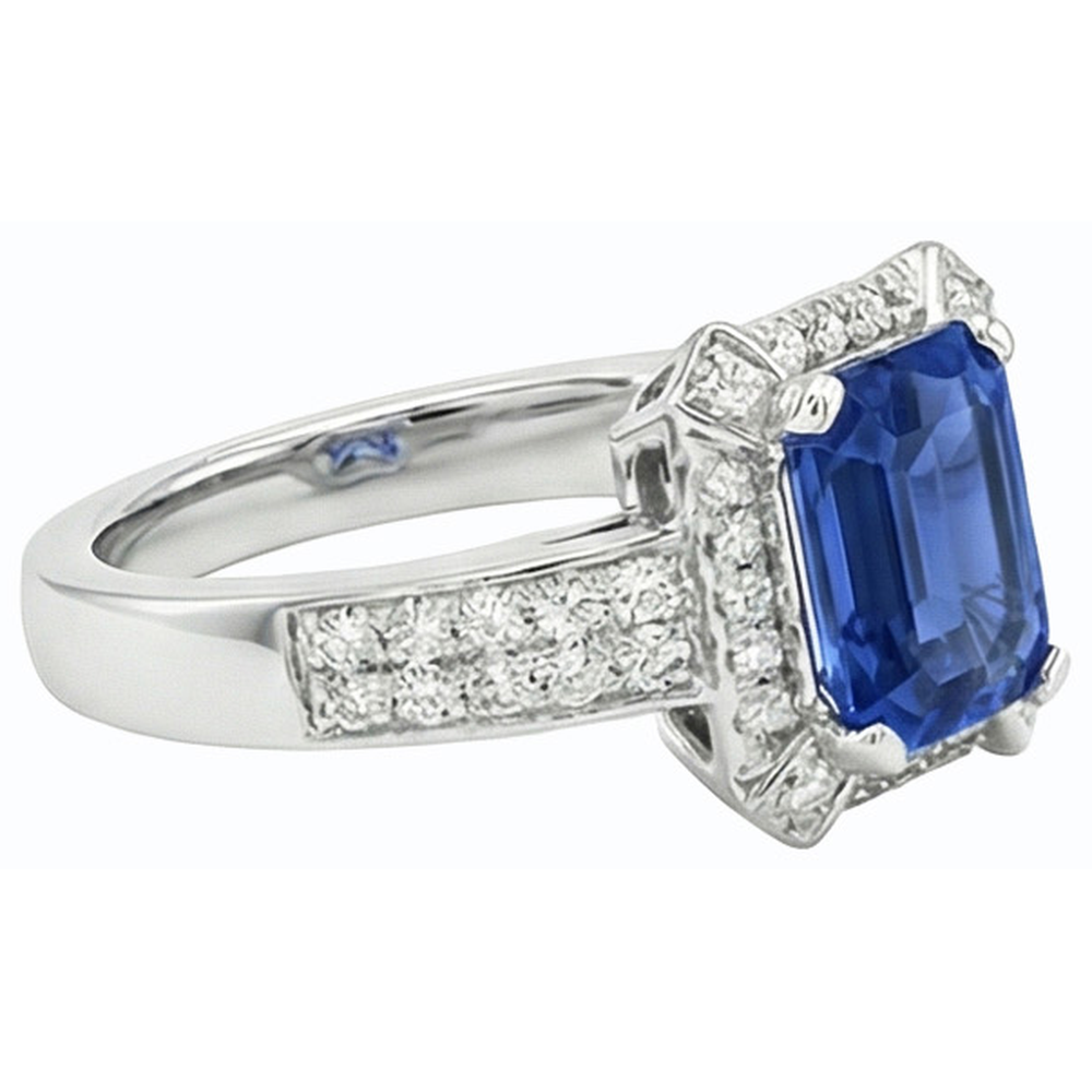 vero round diamante 3.50carati anello vista di profilo