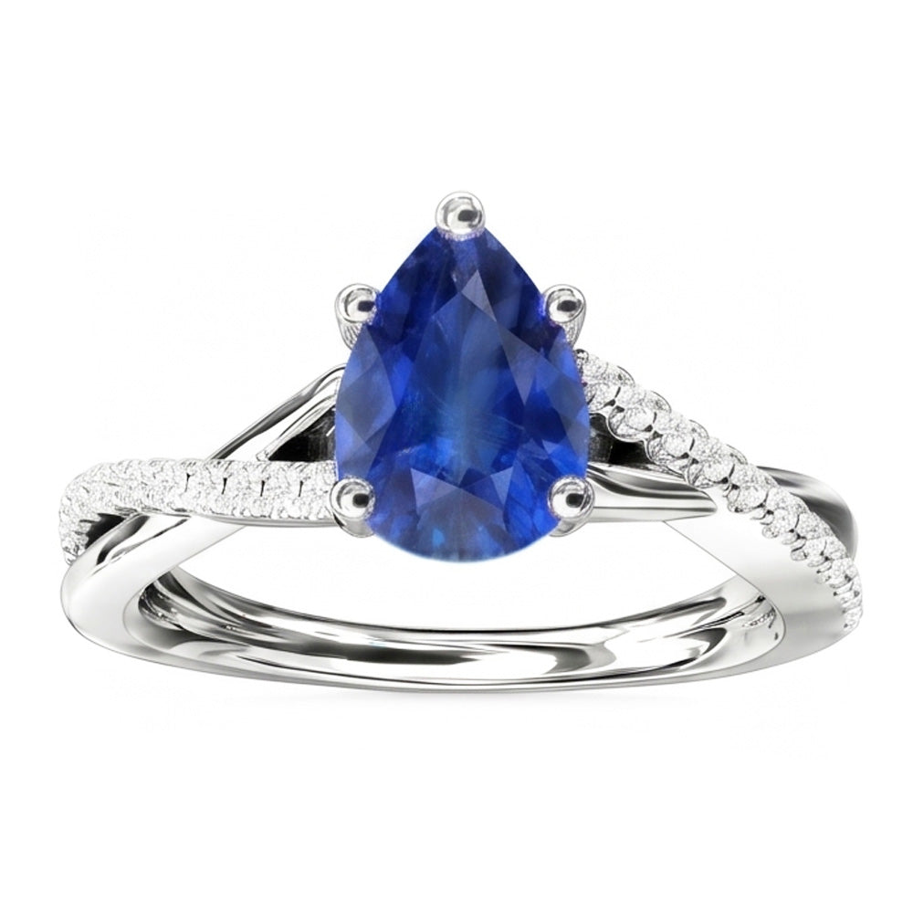 Anello di fidanzamento Twist Style con diamante blu zaffiro da 2,50 carati in oro bianco 14K