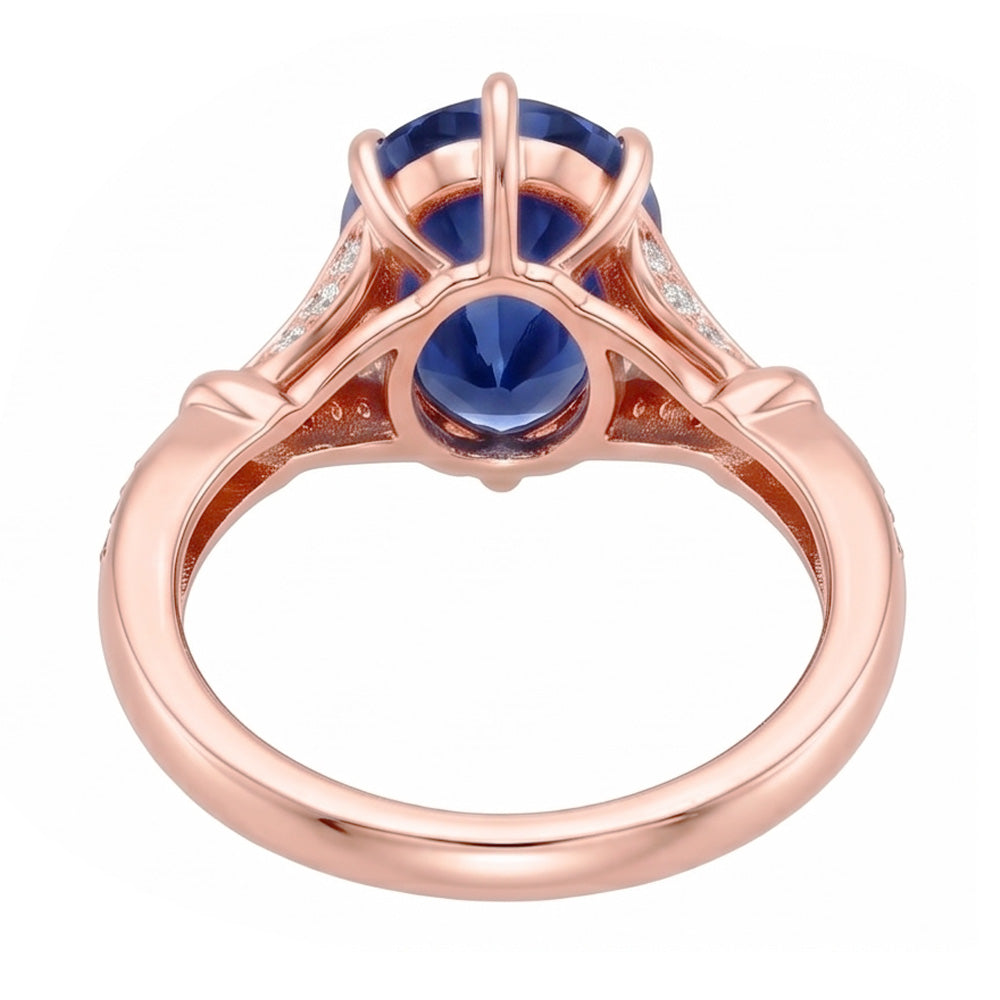 Anello di fidanzamento accentato pera zaffiro Ceylon e diamanti 4.50 carati