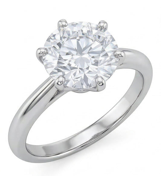 Anello di fidanzamento classico solitario con diamante rotondo 2 carati in oro bianco