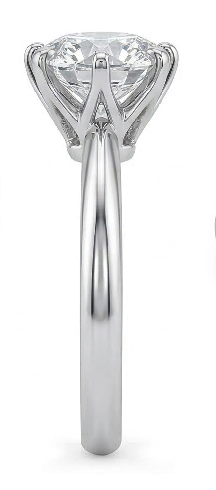 Anello di fidanzamento classico solitario con diamante rotondo 2 carati in oro bianco