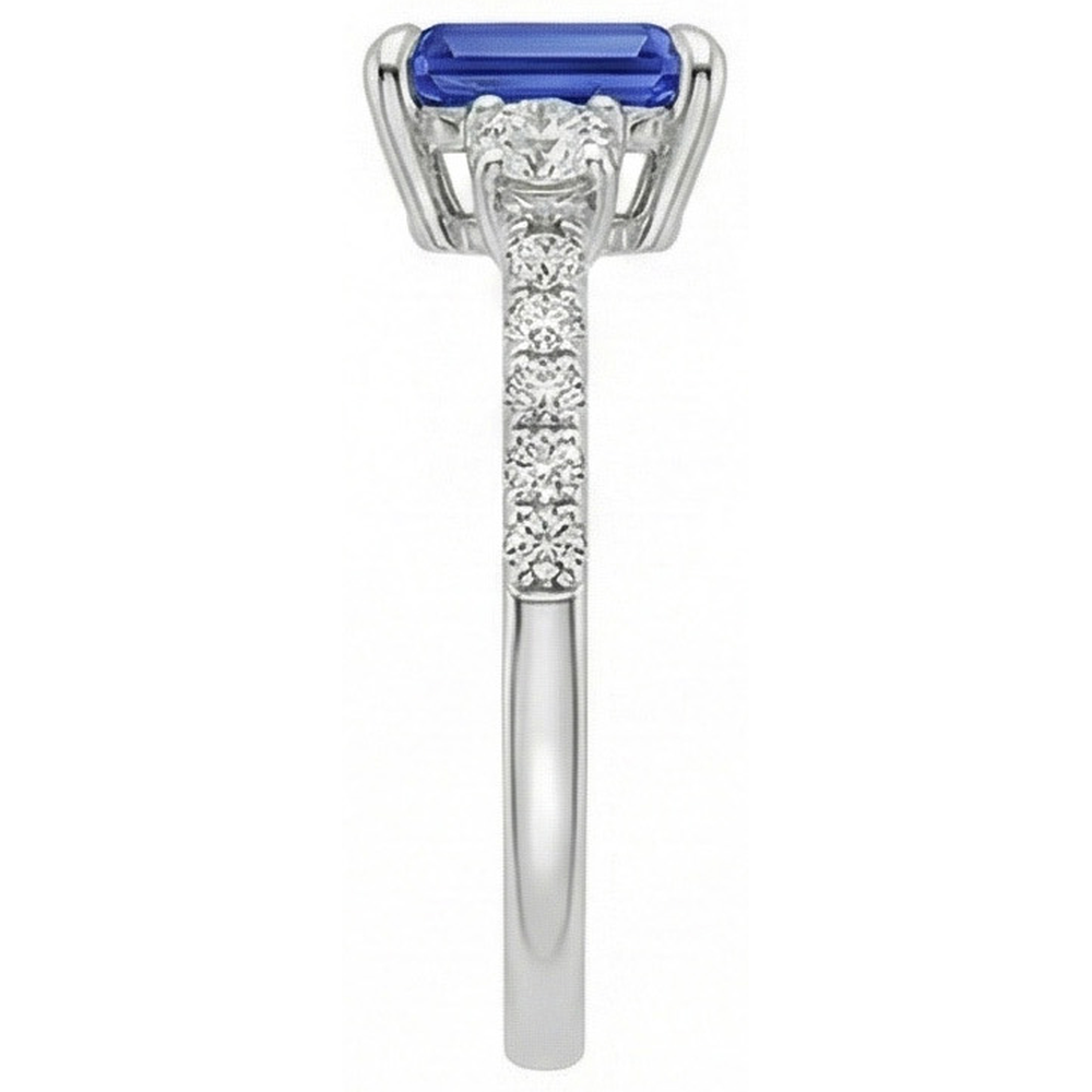 vero emerald diamante 4.25carati anello vista di profilo