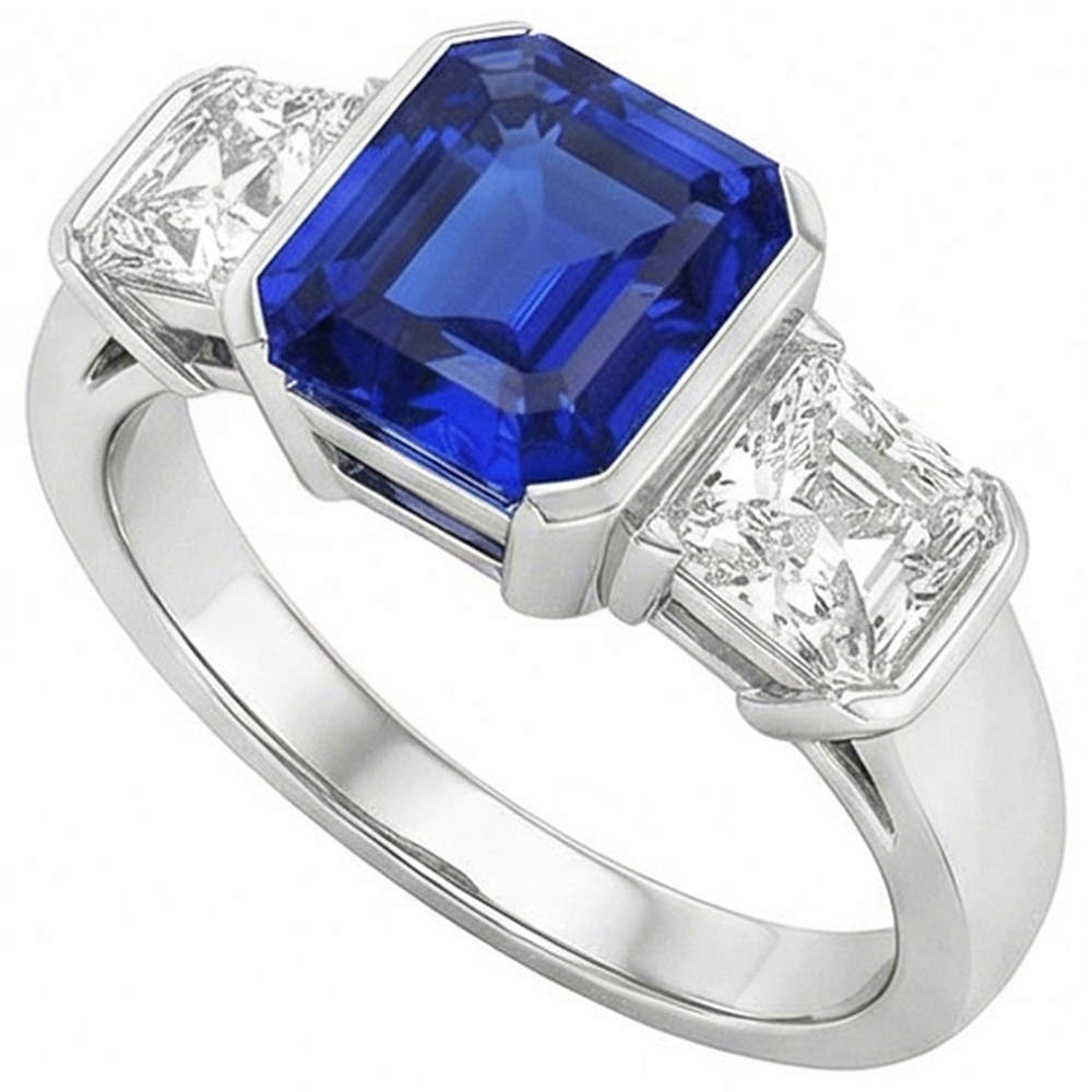 vero asscher diamante 2carati anello dettaglio ravvicinato