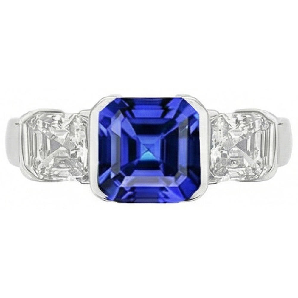 vero asscher diamante 2carati anello angolo laterale