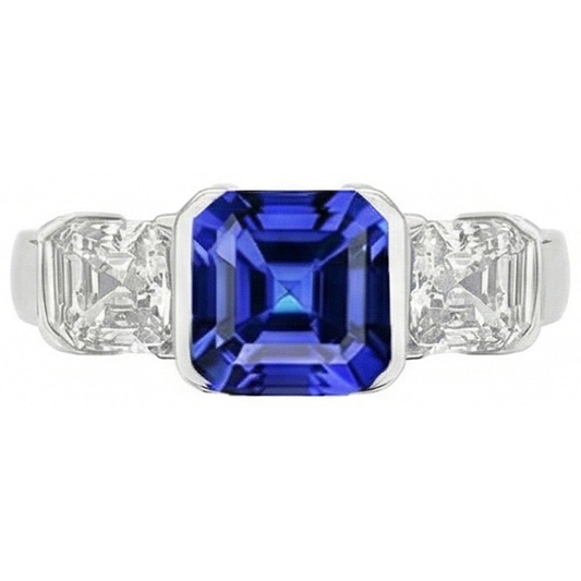 vero asscher diamante 2carati anello angolo laterale