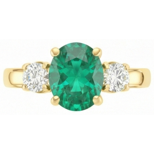 Anello di fidanzamento con Verde smeraldo e diamante 5.25 carati