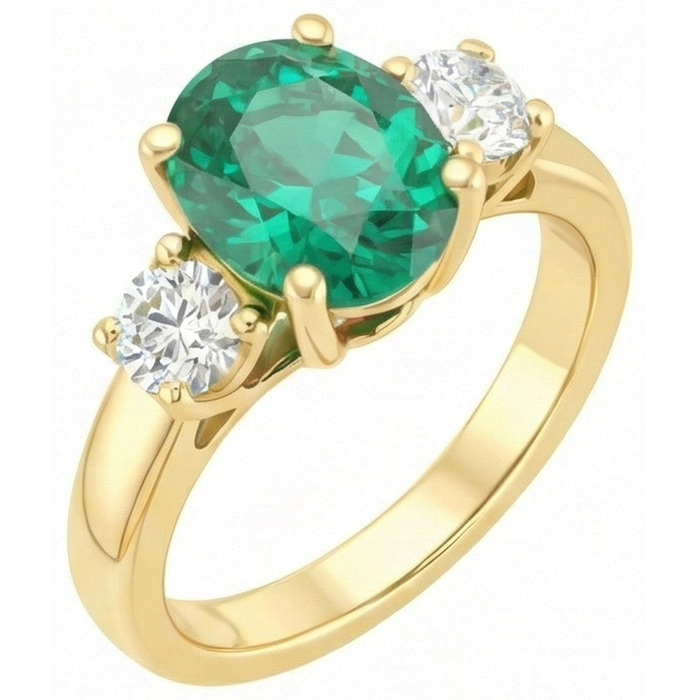 Anello di fidanzamento con Verde smeraldo e diamante 5.25 carati