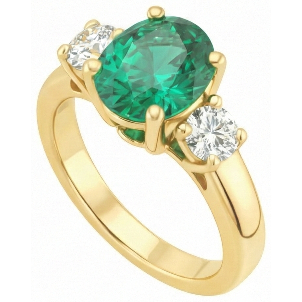 Anello di fidanzamento con Verde smeraldo e diamante 5.25 carati