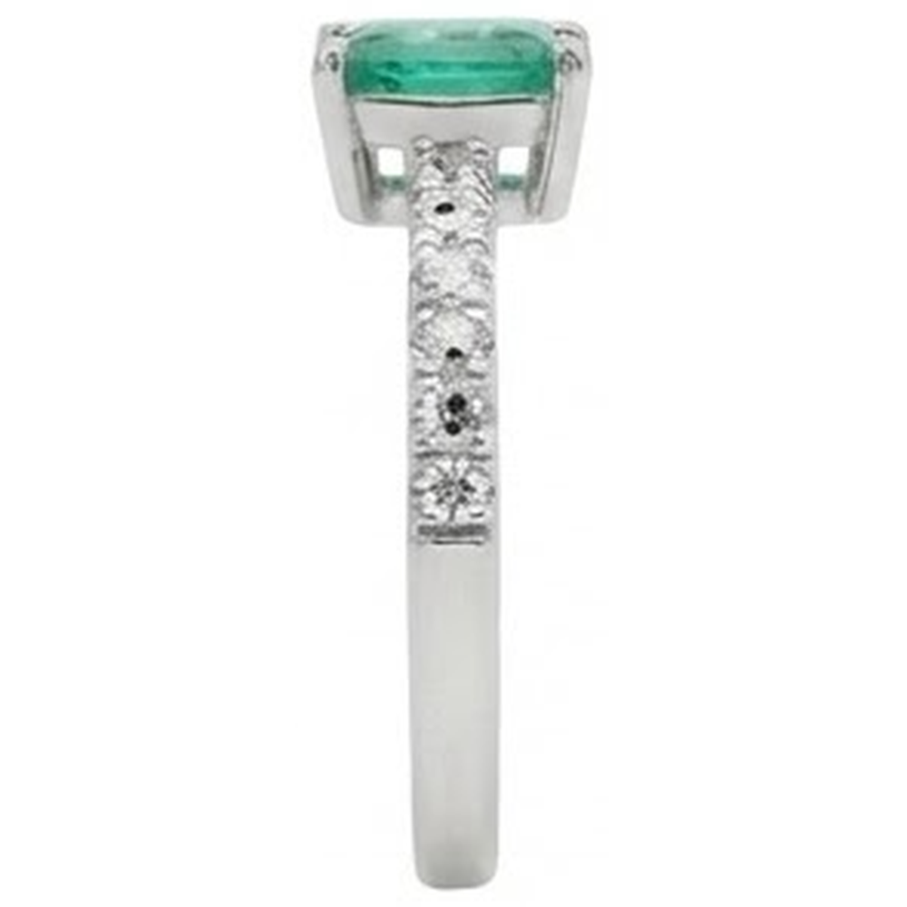 Anello di fidanzamento con Verde smeraldo e diamanti 2.80 carati in oro bianco 14K