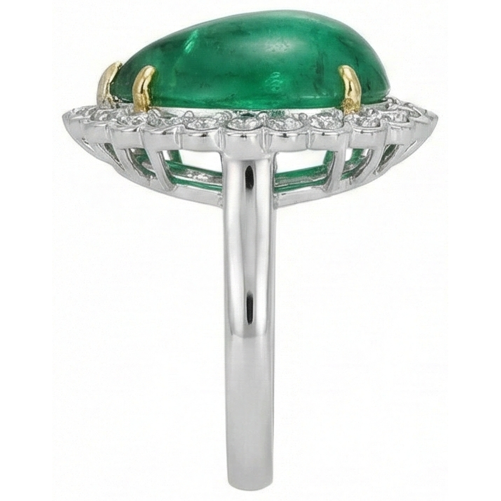 Anello di fidanzamento con Verde smeraldo taglio pera e diamante rotondo 7.75 carati