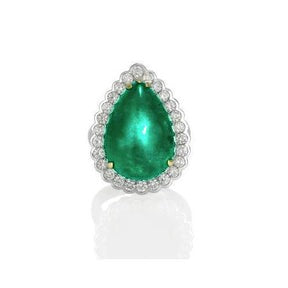 Anello di fidanzamento con Verde smeraldo taglio pera e diamante rotondo 7.75 carati