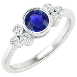 Anello di fidanzamento con castone in oro con zaffiro di Ceylon e diamante 1.75 carati